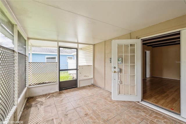 view of unfurnished sunroom