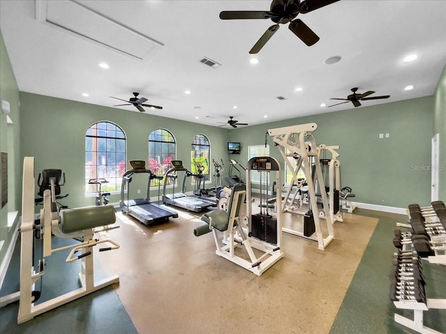 909 Charo Pkwy Unit 1021, Davenport, FL 33897 - exercise room with ceiling fan and recessed lighting