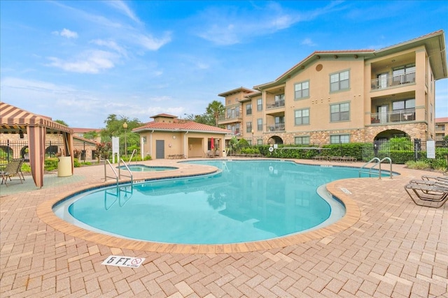 view of pool featuring a patio