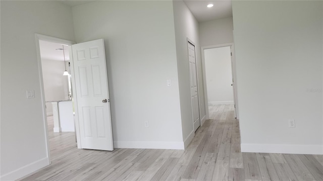 hall featuring light hardwood / wood-style flooring