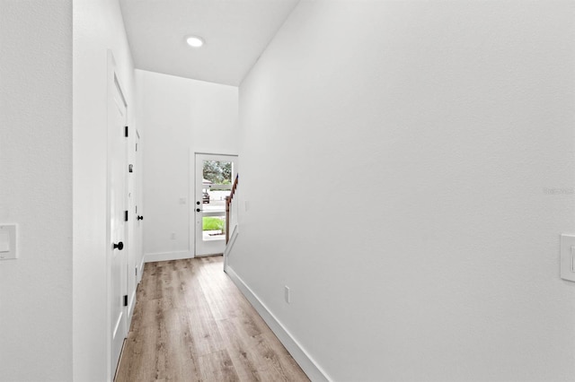 hallway featuring light wood-type flooring