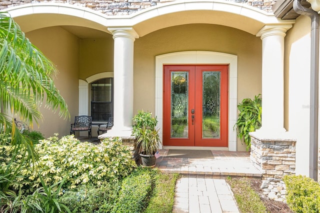 doorway to property with french doors