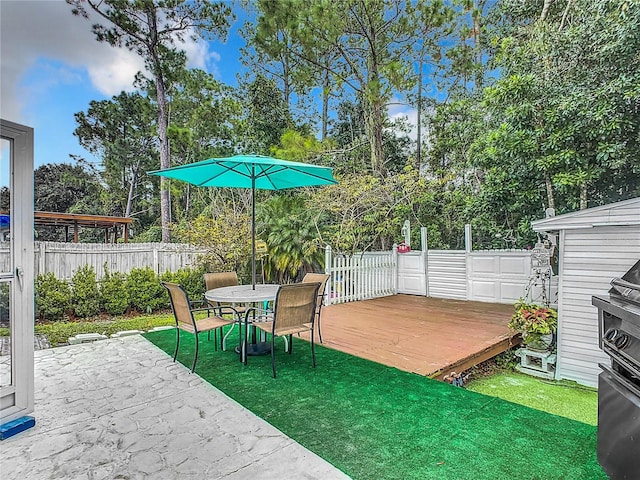 view of patio featuring a deck