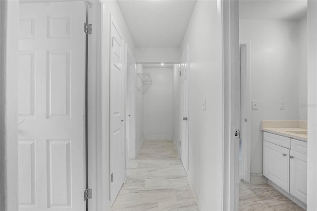 bathroom featuring vanity and a textured ceiling