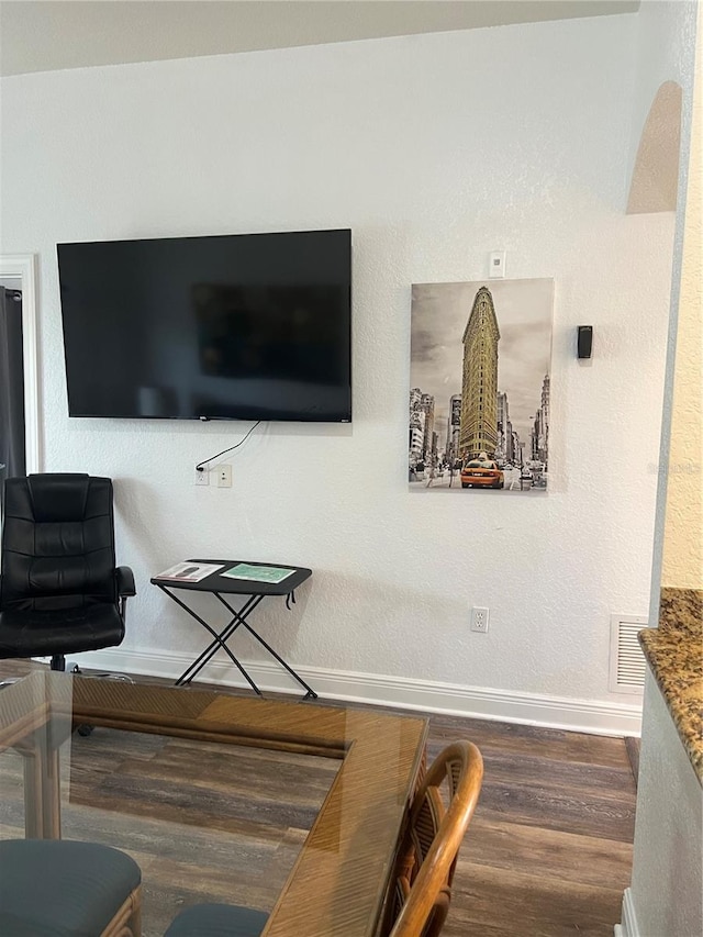 living room with hardwood / wood-style flooring