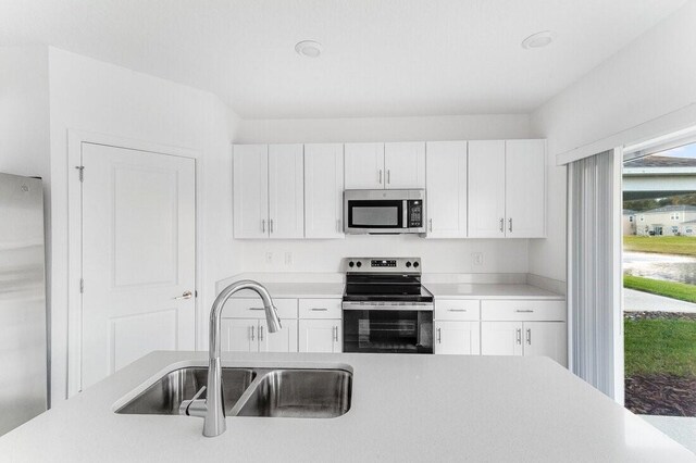 kitchen featuring white cabinetry, sink, and stainless steel appliances