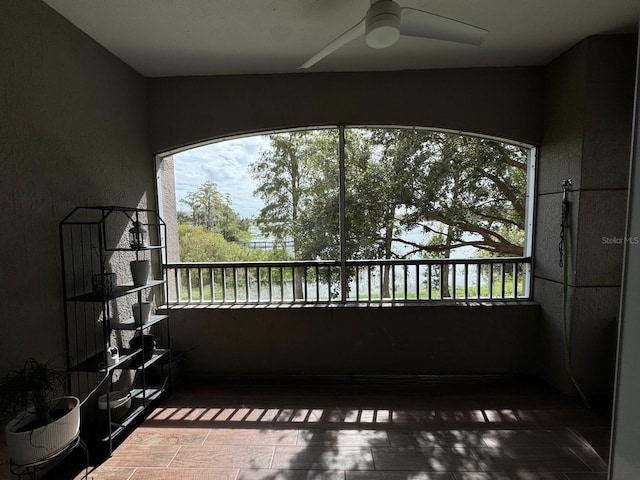 balcony with ceiling fan