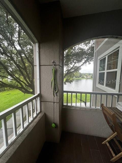 balcony with a water view