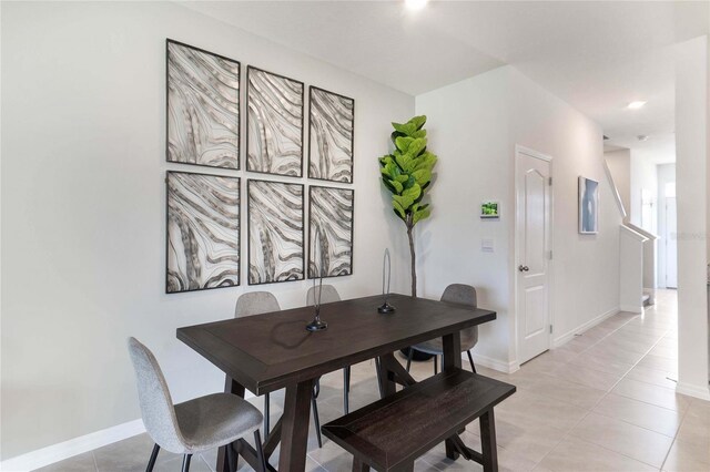 view of tiled dining room