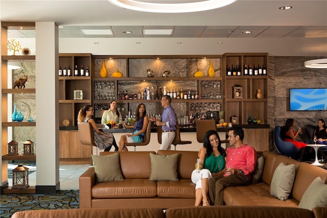 bar featuring tile patterned flooring