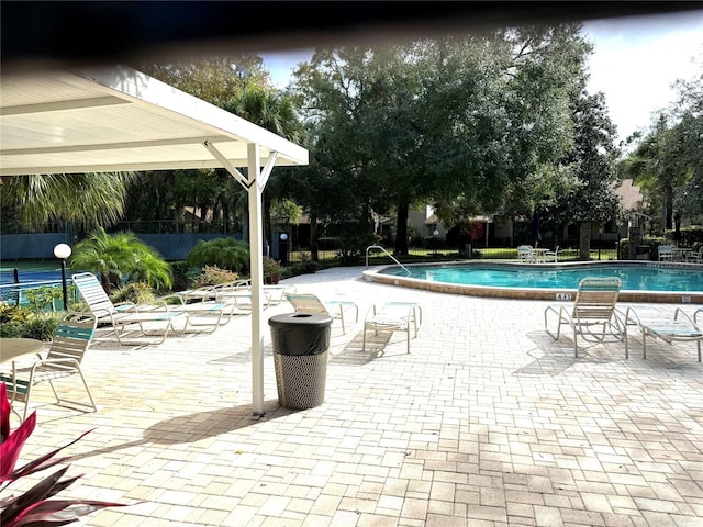 view of pool featuring a patio