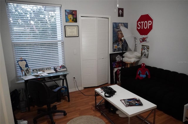 home office featuring wood-type flooring