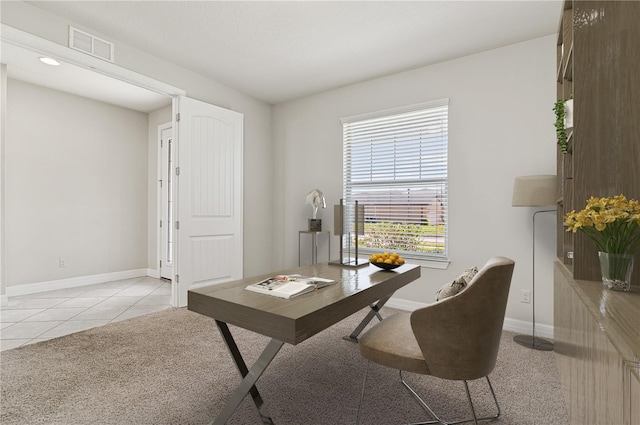 office space featuring light tile patterned flooring