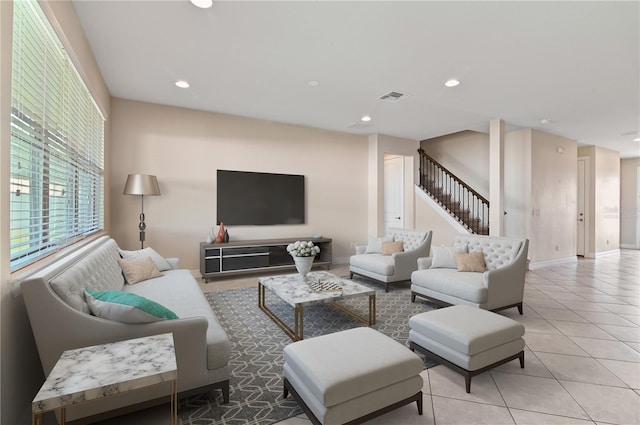 view of tiled living room