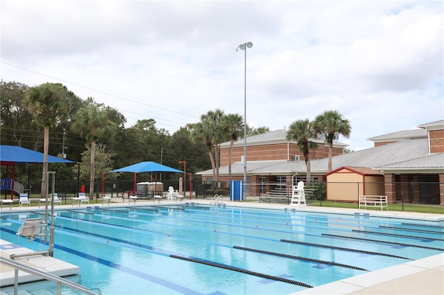 view of pool featuring a patio