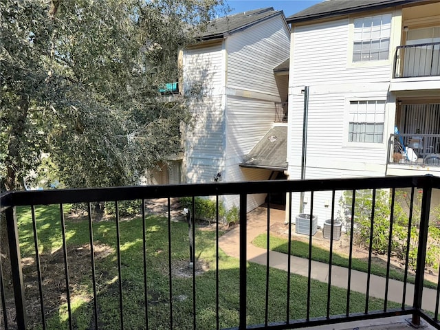 balcony with central AC unit