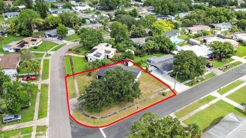 1004 Jersey St, Cocoa, FL 32927 - aerial perspective of suburban area with property boundaries highlighted