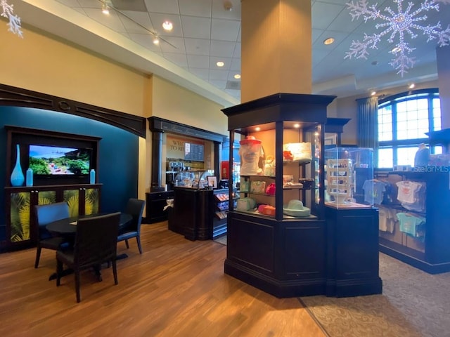 office area with hardwood / wood-style flooring