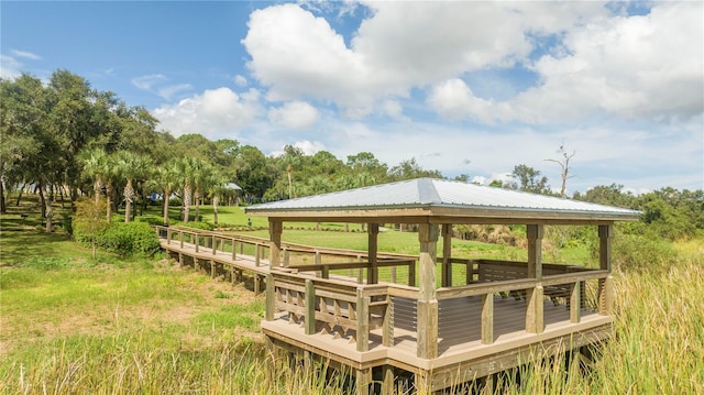 view of community featuring a rural view and a gazebo