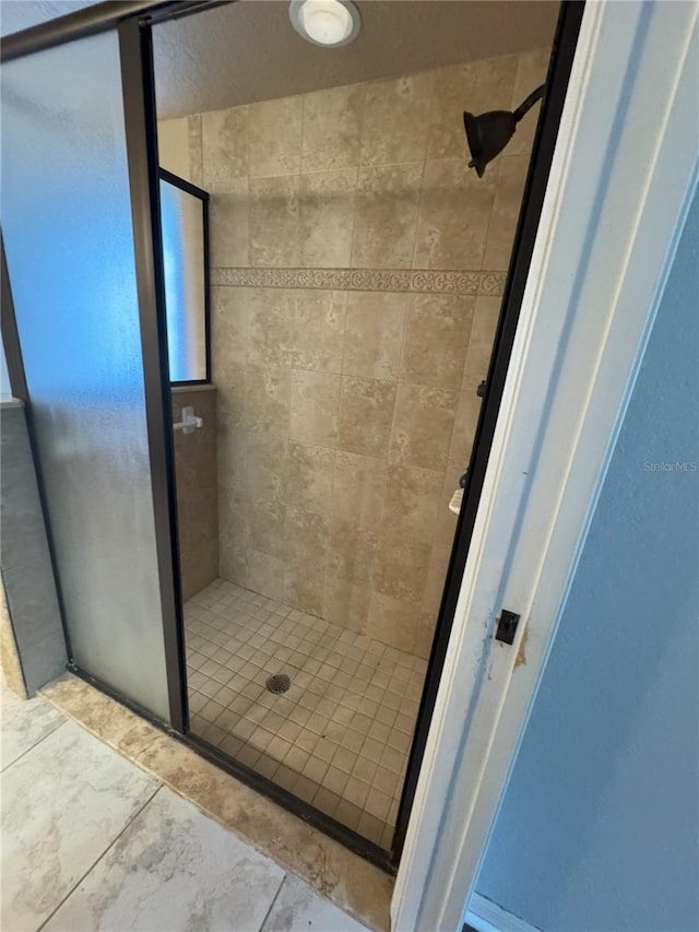bathroom featuring a shower stall