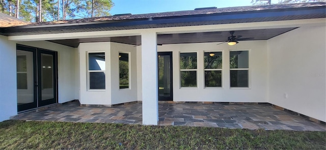 view of patio / terrace featuring ceiling fan