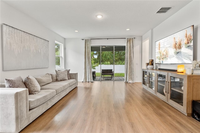 890 Terrapin Dr, Debary, FL 32713 - living area featuring light wood-style flooring, baseboards, visible vents, and recessed lighting