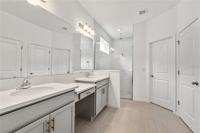 890 Terrapin Dr, Debary, FL 32713 - full bath featuring vanity, a marble finish shower, and visible vents
