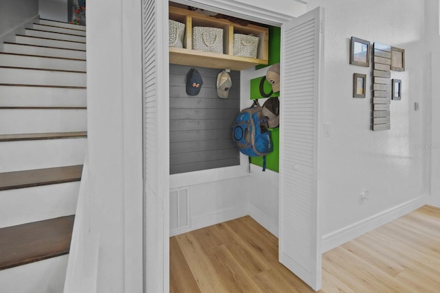 mudroom with light wood-type flooring