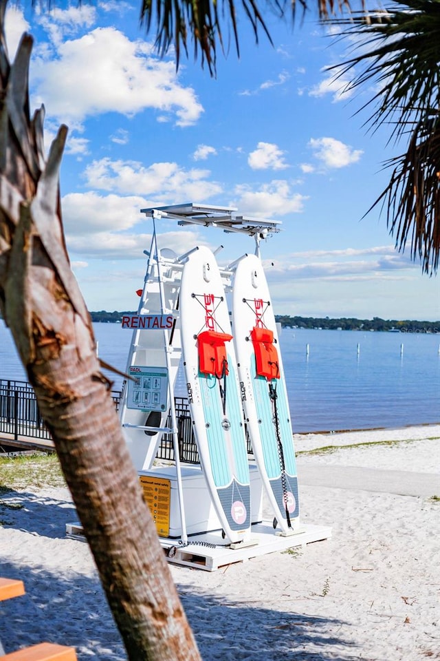 dock area featuring a water view