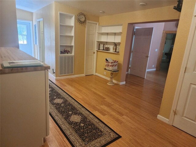 14902 Arrena Rd, Winter Garden, FL 34787 - hall featuring light wood-type flooring, baseboards, and built in features