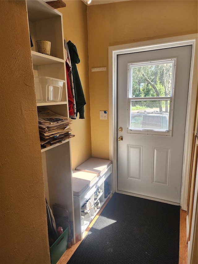 mudroom with carpet