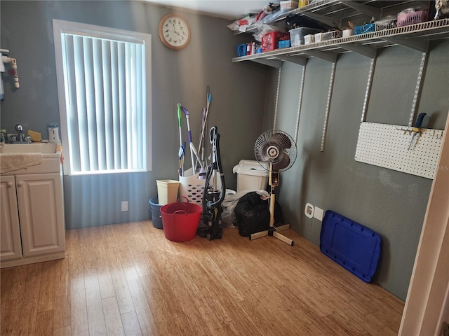 miscellaneous room featuring light hardwood / wood-style floors