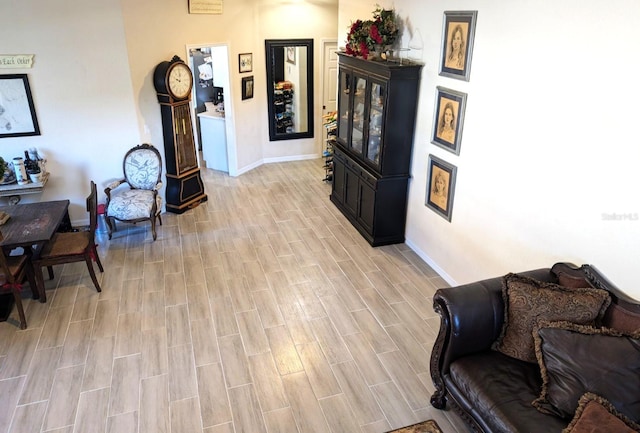 living room featuring light wood-type flooring