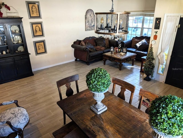 dining room with light wood-type flooring