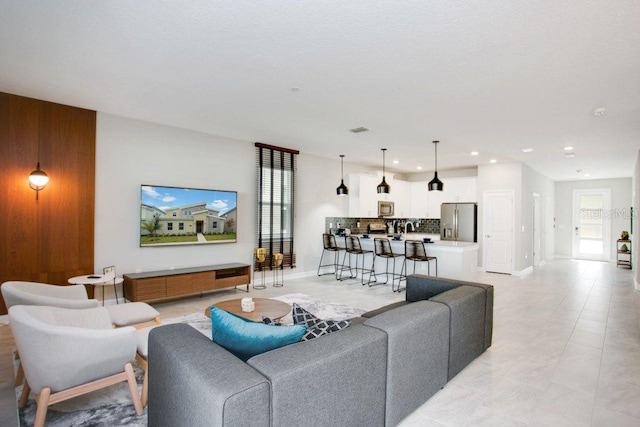 view of tiled living room