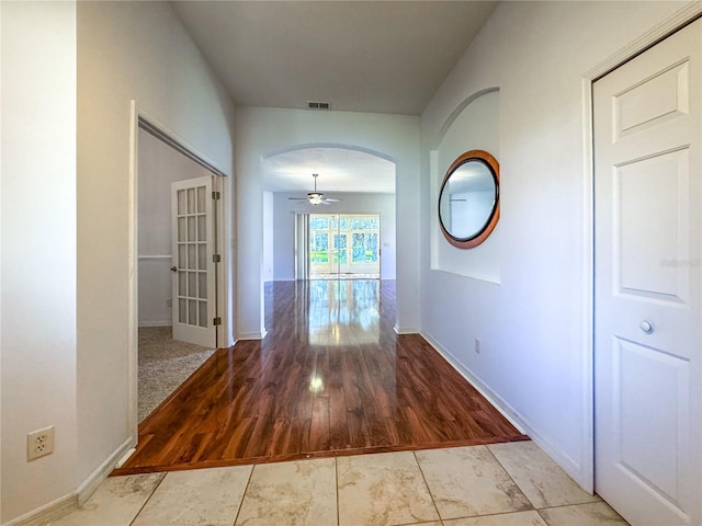 hall featuring light wood-type flooring