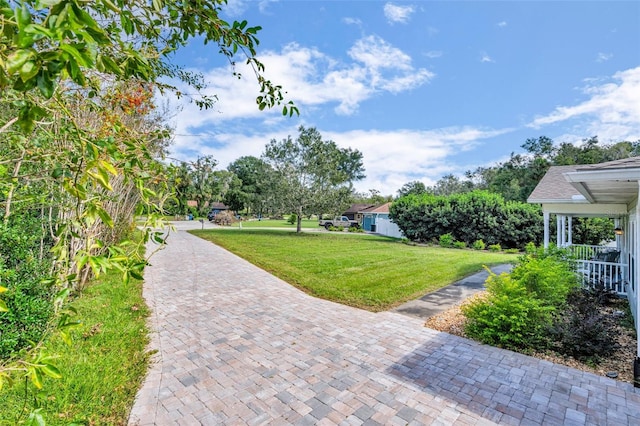 view of home's community featuring a lawn