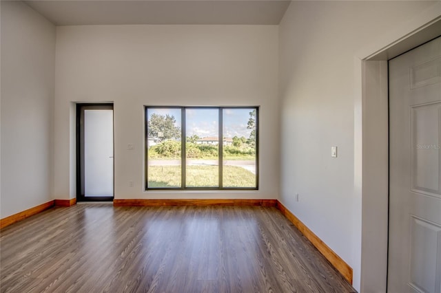 spare room with wood-type flooring