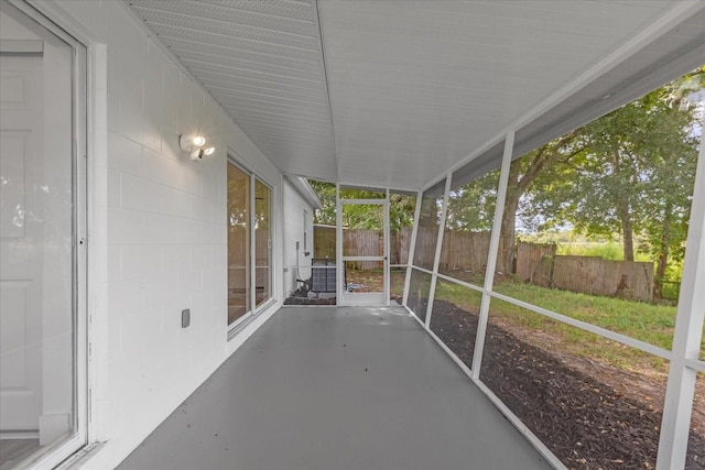 view of unfurnished sunroom