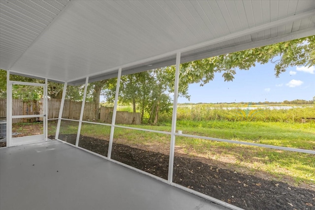 view of unfurnished sunroom