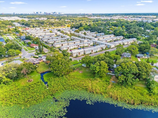 bird's eye view featuring a water view