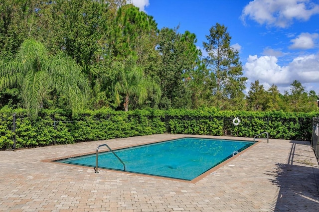 view of swimming pool with a patio