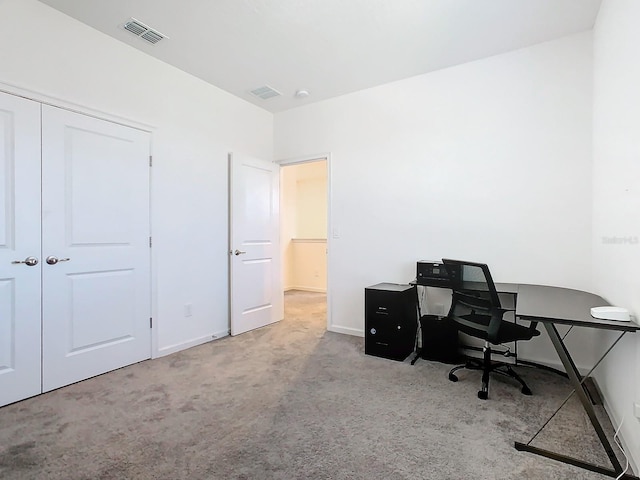 office featuring light colored carpet