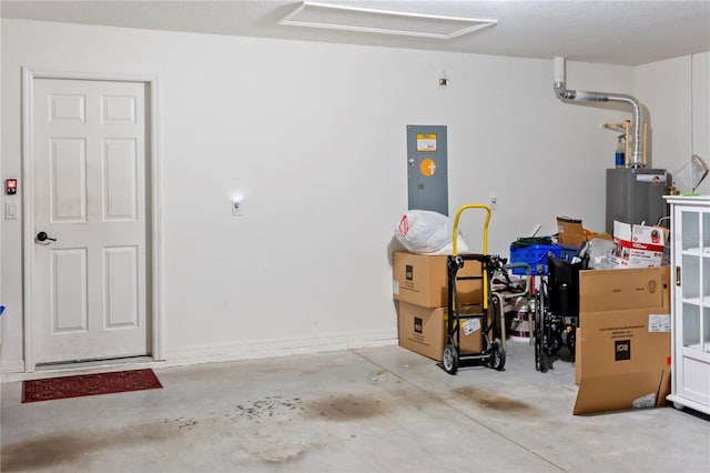 garage with water heater