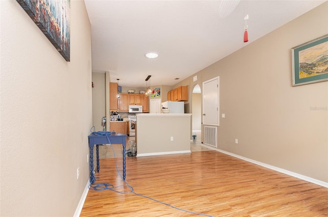 living room with light hardwood / wood-style flooring