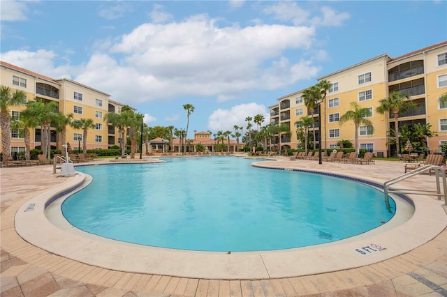 pool featuring a patio area