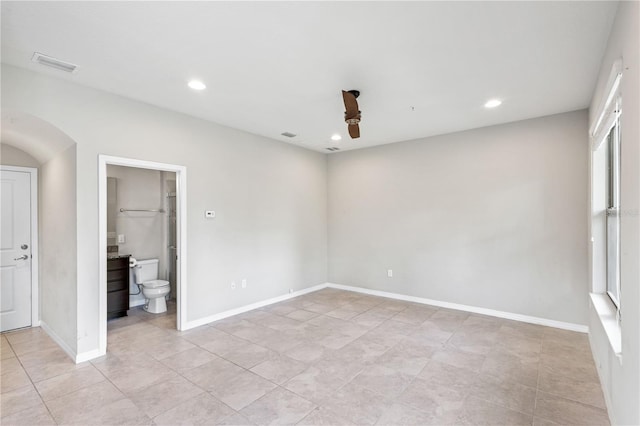 594 Piazza Pt, Oviedo, FL 32765 - empty room featuring ceiling fan, light tile patterned flooring, recessed lighting, and baseboards