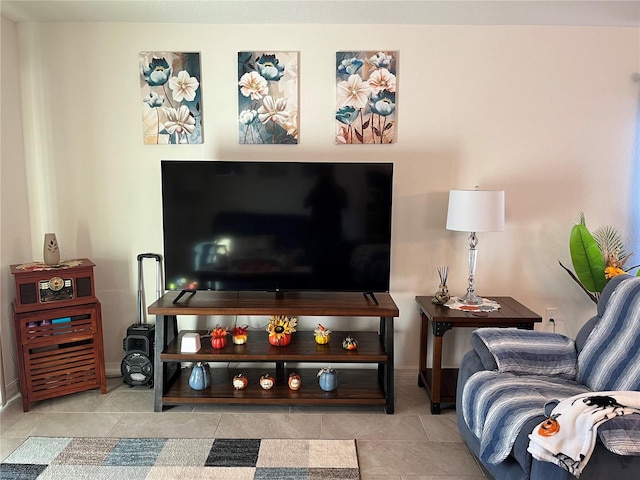 view of tiled living room