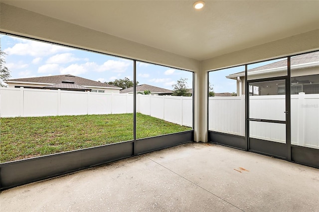 view of unfurnished sunroom