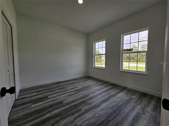 empty room featuring dark wood-type flooring